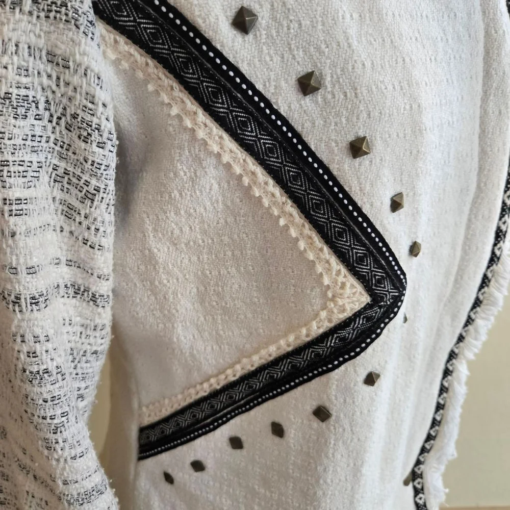 Chase White Woven Chase Smart Jacket Desigual Style 72E2YG4 Sz 8 40 - Picture 6 of 10